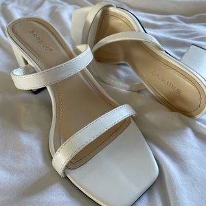 White Chunky Heel Sandal